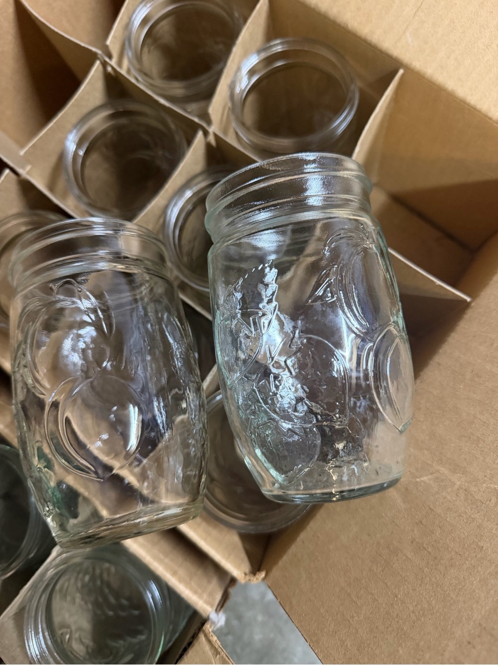 Vintage Kerr Decorated Jam & Jelly Jars Lot of 12 12 oz Embossed Glass No Lids - Picture 2 of 9